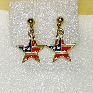 Patriotic Star Clip earrings
